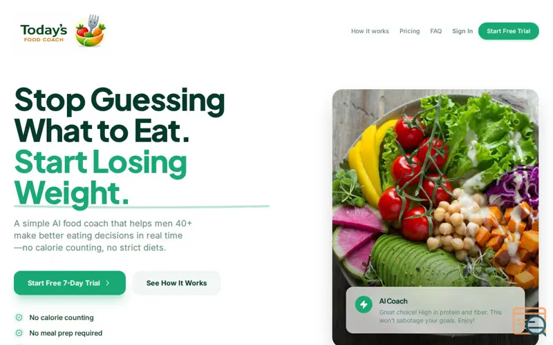 Screenshot of Today's Food Coach