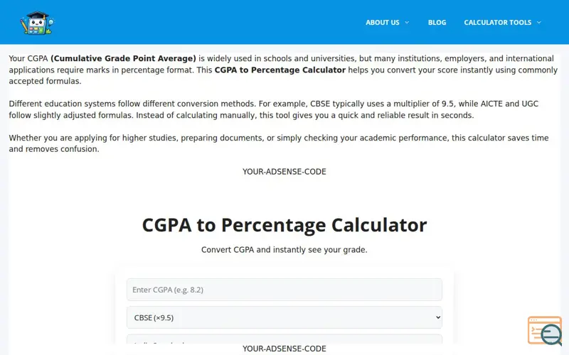 Screenshot of Study Calculator