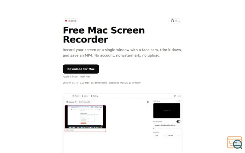 Screenshot of Free Screen Recorder for Mac