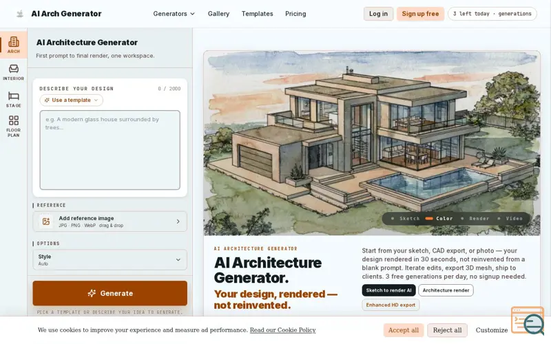 Screenshot of AI Architecture Generator, a launch using GoodAITools
