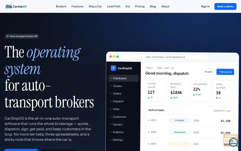 Screenshot of CarShipOS