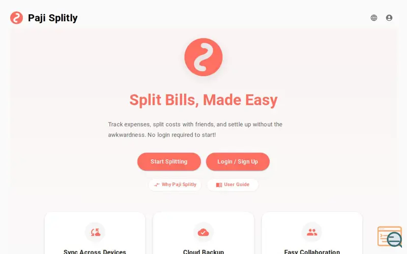 Screenshot of Paji Splitly, a launch using Gatekeeper