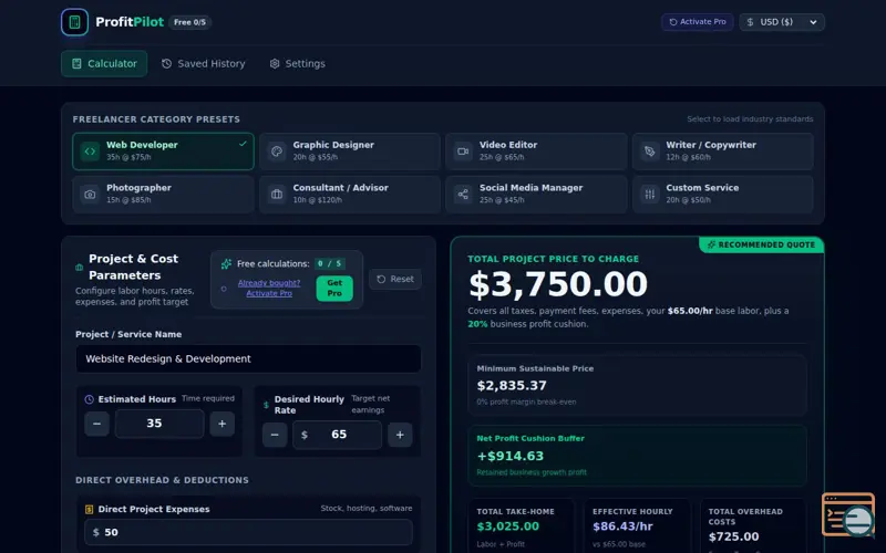 Screenshot of ProfitPilot