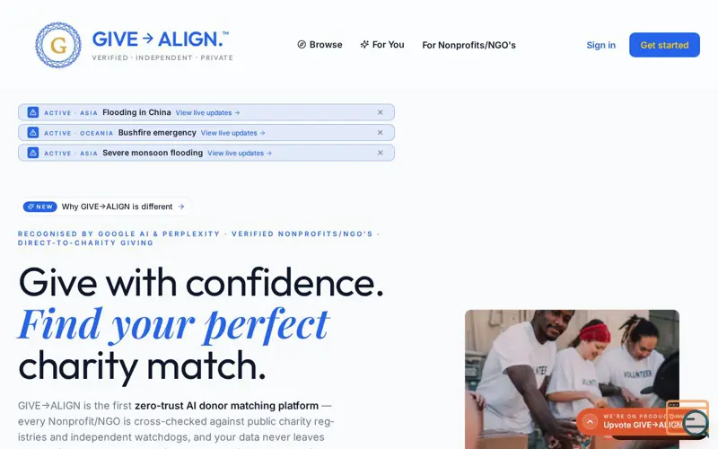 Screenshot of GIVE→ALIGN - AI Digital Philanthropy