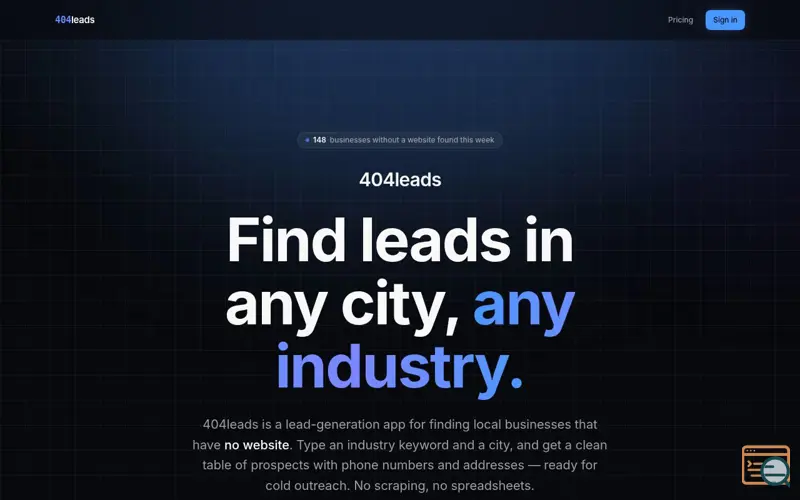 Screenshot of 404leads