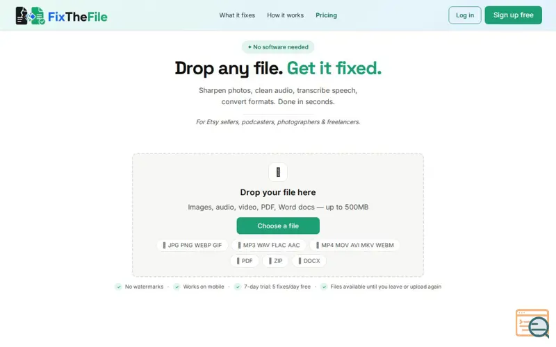 Screenshot of FixTheFile