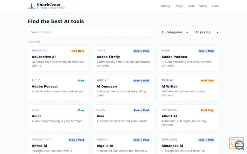 Screenshot of SharkCraw