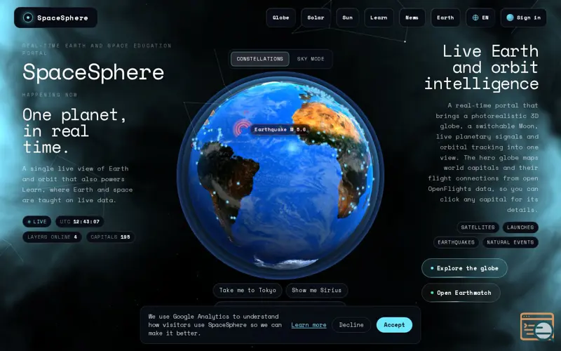 Screenshot of SpaceSphere