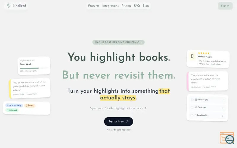 Screenshot of Kindleaf