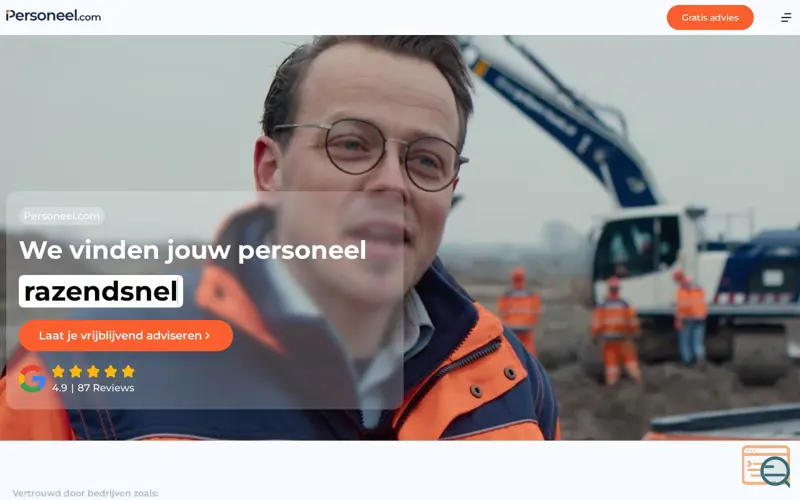 Screenshot of Personeel.com, a launch using Foundation