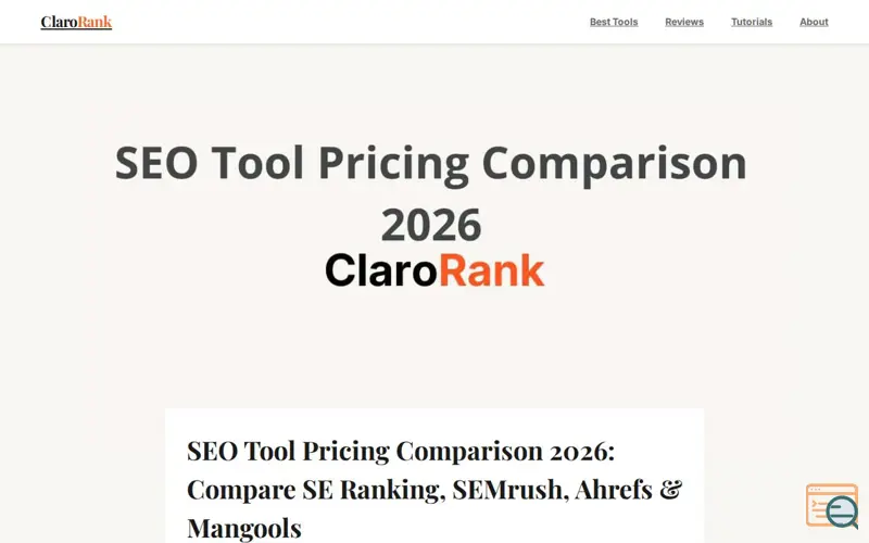 Screenshot of SEO Tool Calculator Comparison