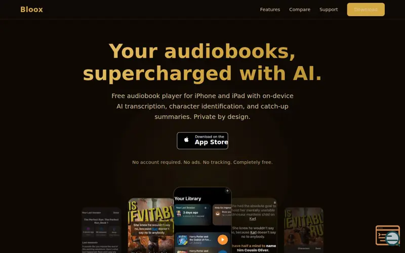 Screenshot of Bloox - an on-device-AI audiobook player