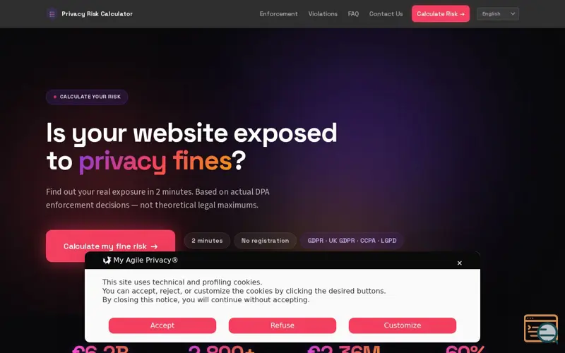 Screenshot of Privacy Risk Calculator