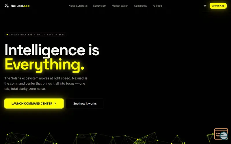 Screenshot of Nexusol.app — Intelligence is Everything