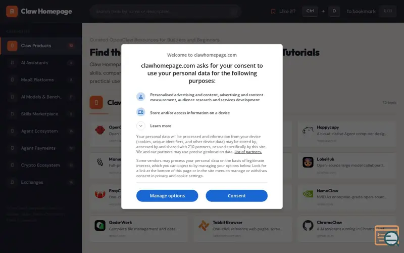 Screenshot of Claw Homepage, a launch using Umami