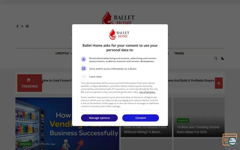 Screenshot of Ballet Home