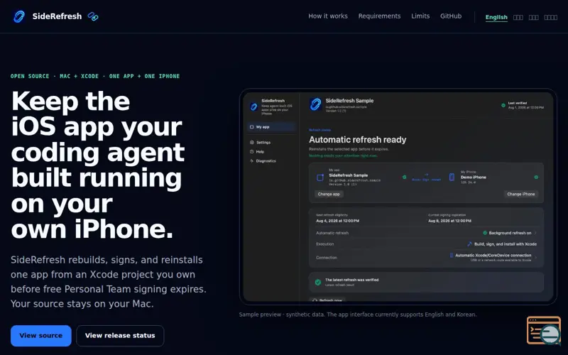 Screenshot of SideRefresh