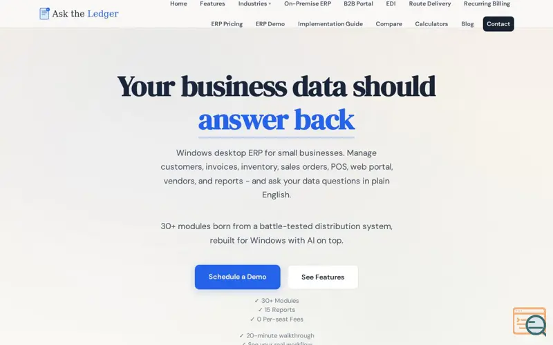 Screenshot of Ask the Ledger - ERP for Distributors