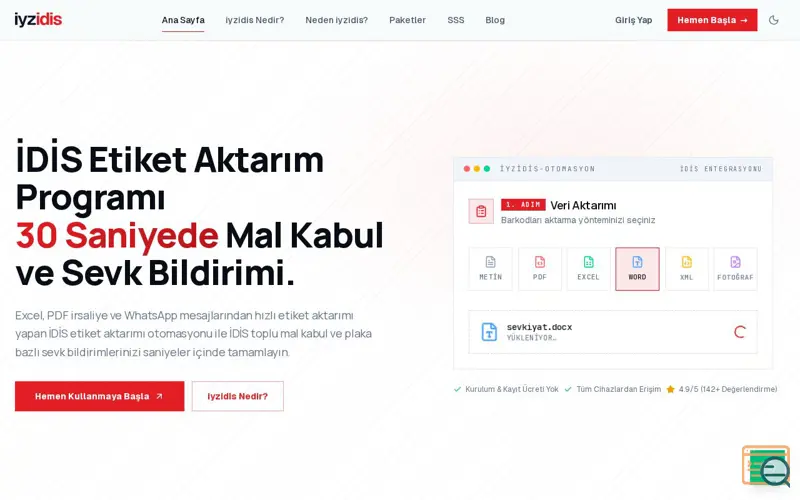 Screenshot of iyzidis