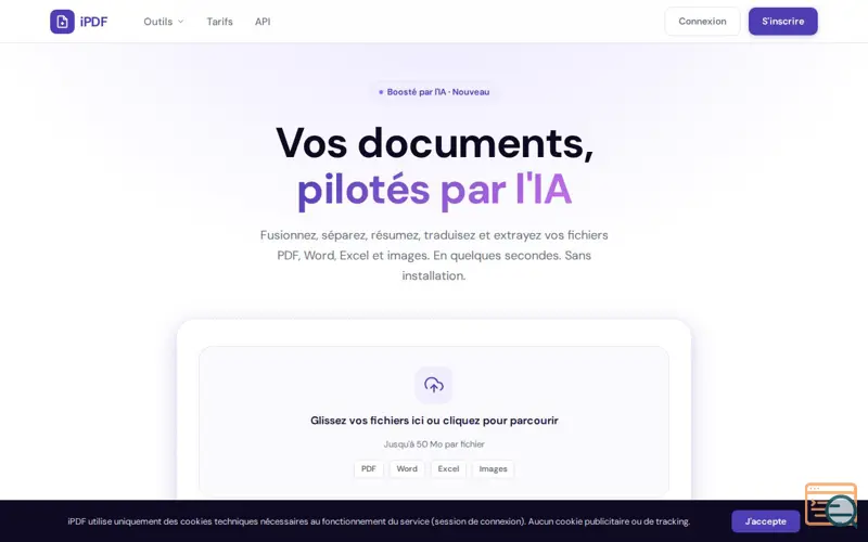 Screenshot of iPDF — Vos documents, pilotés par l'IA