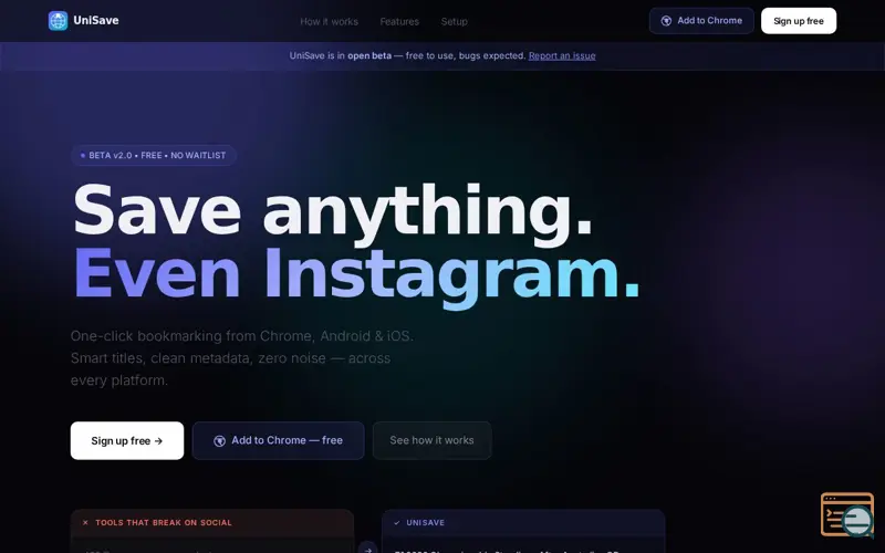 Screenshot of UniSave