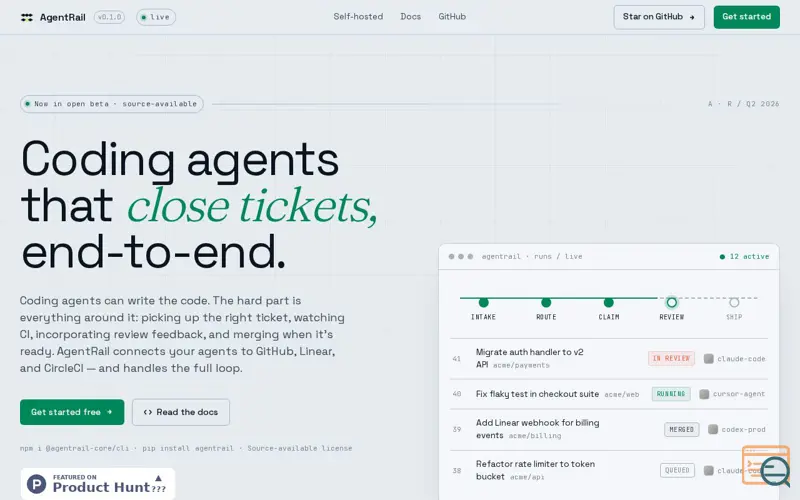 Screenshot of AgentRail