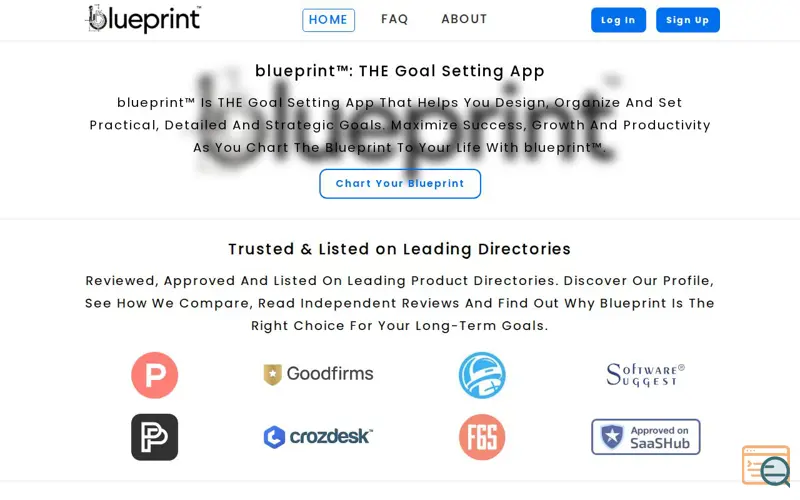 Screenshot of blueprint: THE Goal Setting App