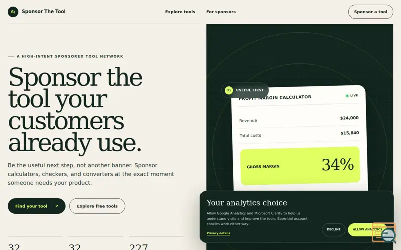 Screenshot of Sponsor The Tool