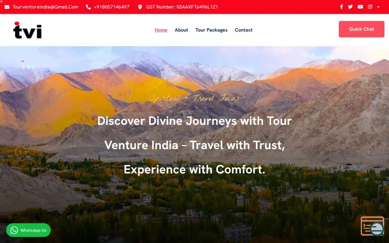 Screenshot of India Tour Packages, a launch using cPanel DNS
