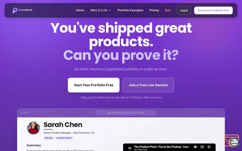 Screenshot of Prodfolio