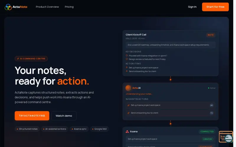 Screenshot of ActaNote
