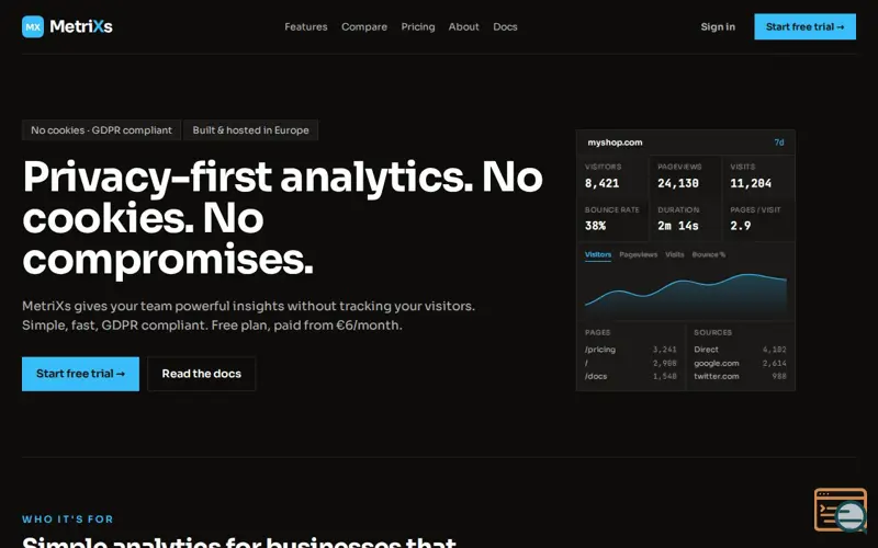 Screenshot of MetriXs