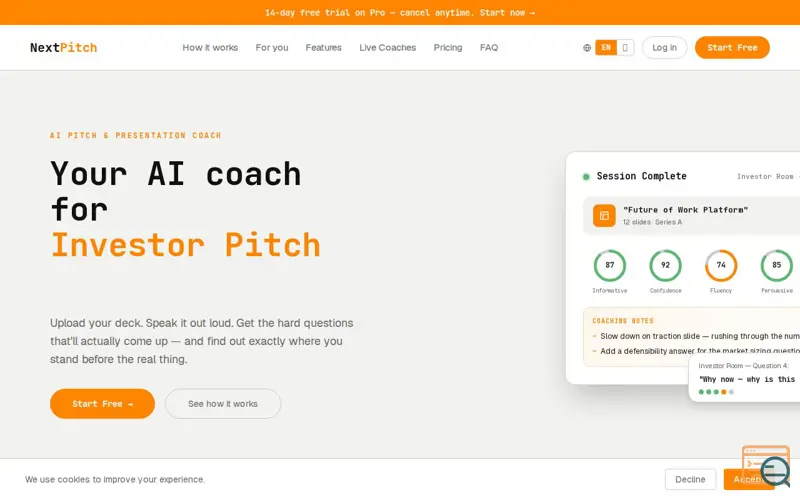 Screenshot of NextPitch AI