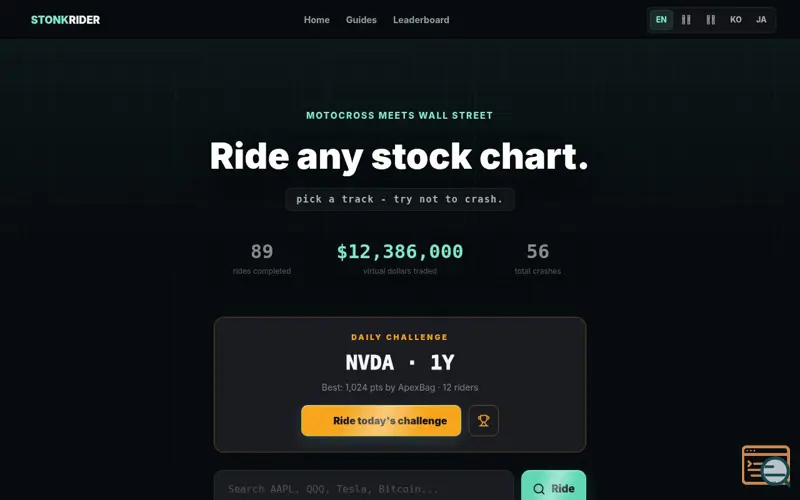 Screenshot of stonk rider