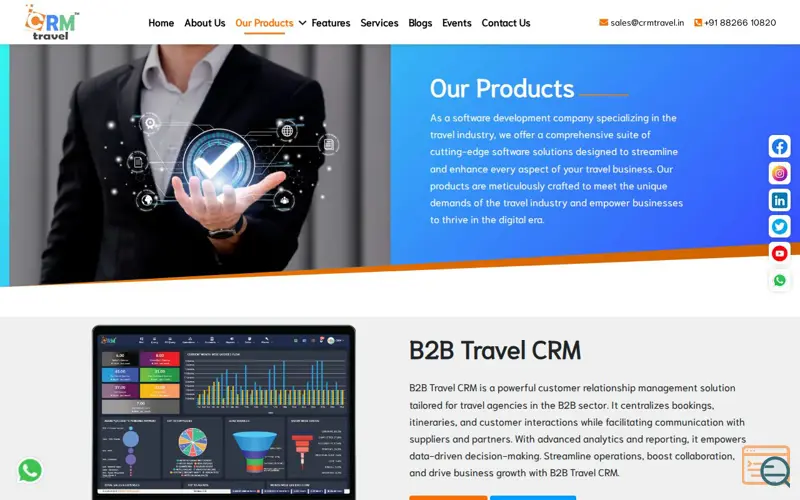 Screenshot of Travel CRM Software, a launch using OptiMonk