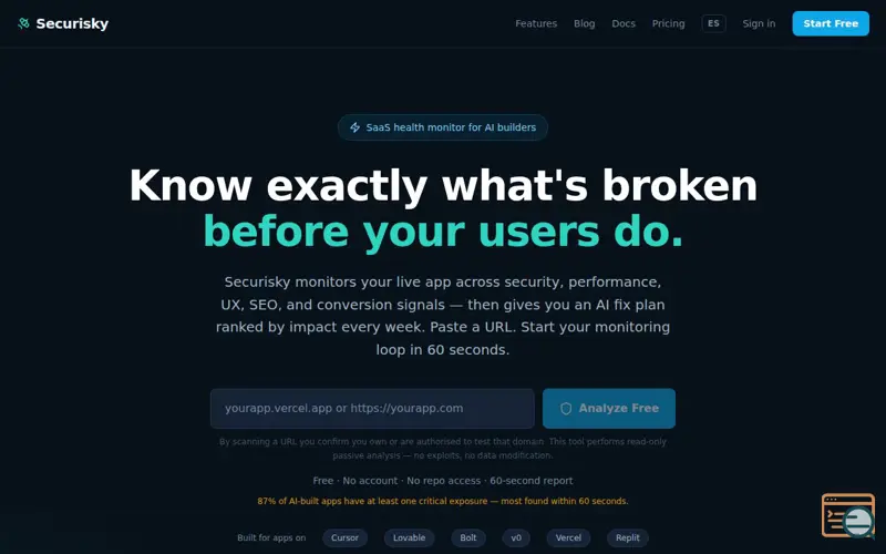 Screenshot of Securisky