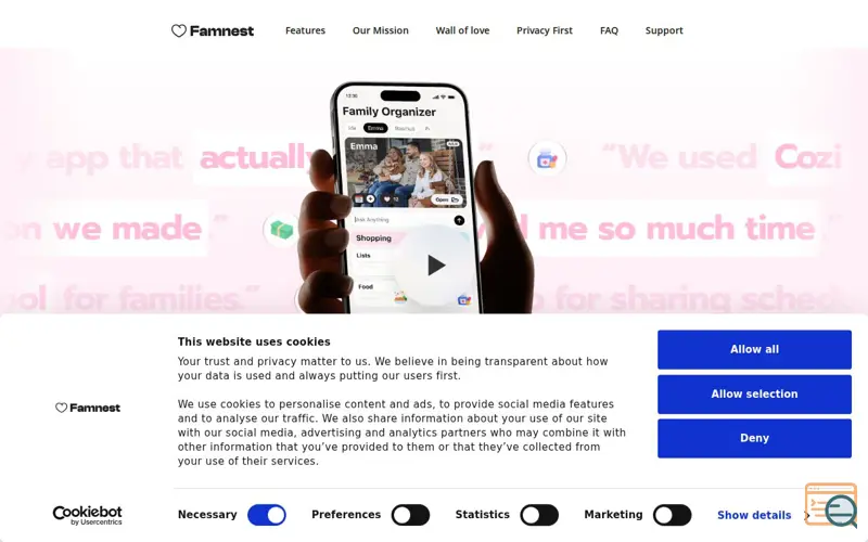 Screenshot of Famnest