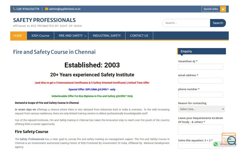 Screenshot of Safety Course in Chennai 