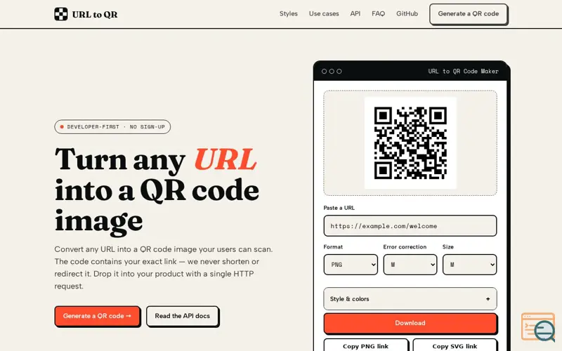 Screenshot of URL to QR