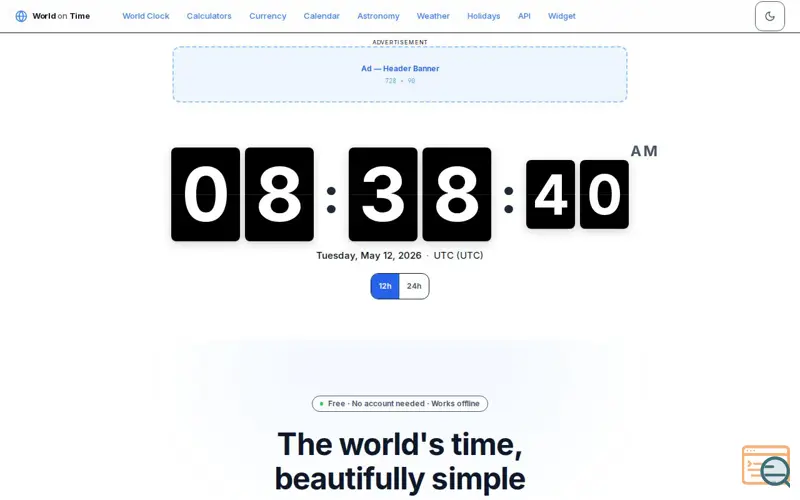 Screenshot of World on Time