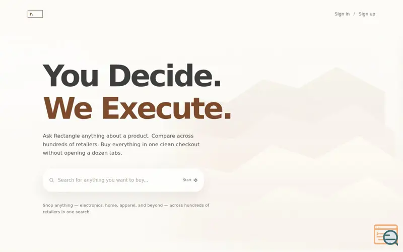 Screenshot of Rectangle Shopping + Kits, a launch using Browserbase