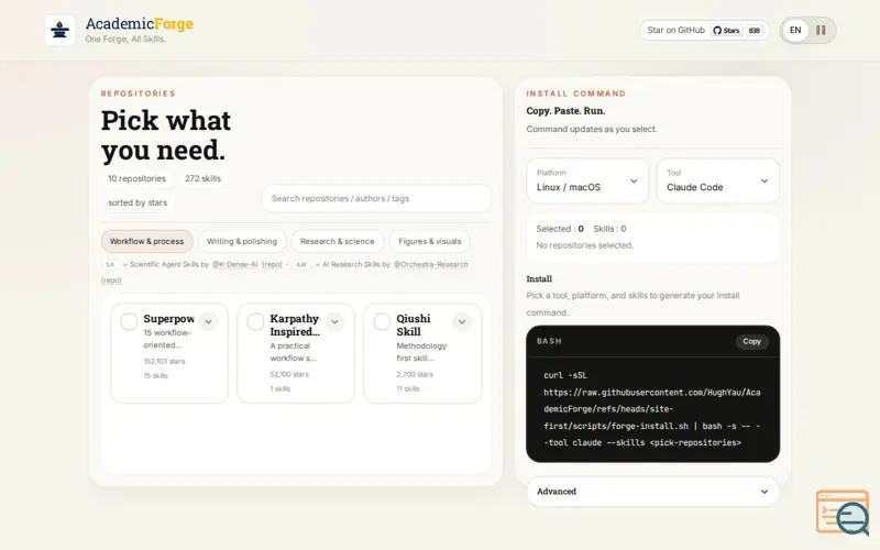 Screenshot of AcademicForge