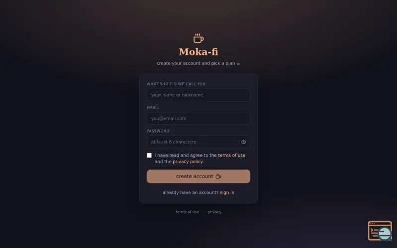 Screenshot of Moka-fi