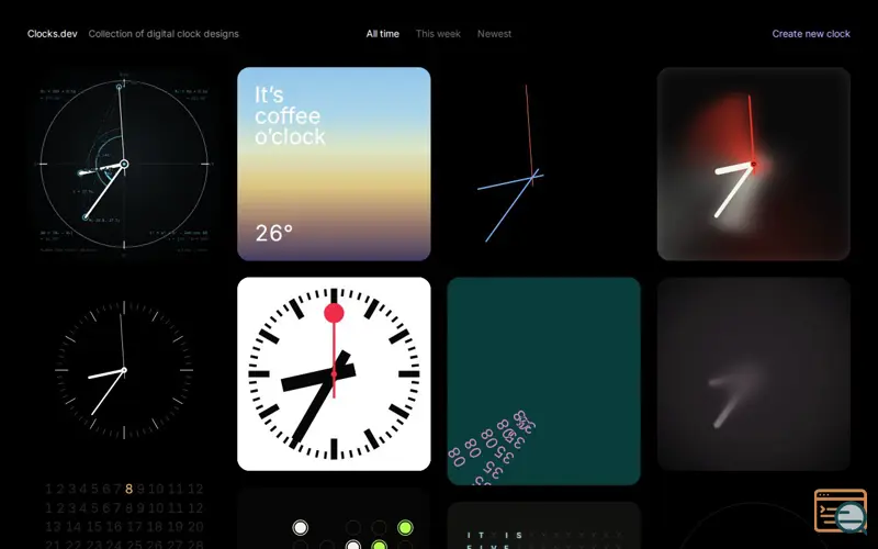 Screenshot of Clocks.dev