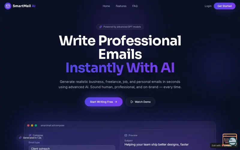 Screenshot of AI Email Writer 