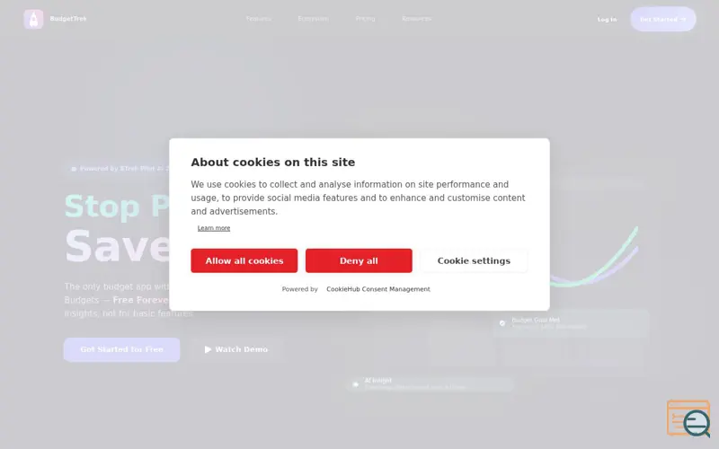 Screenshot of BudgetTrek