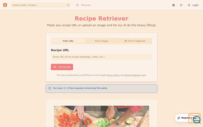 Screenshot of Recipe Retriever