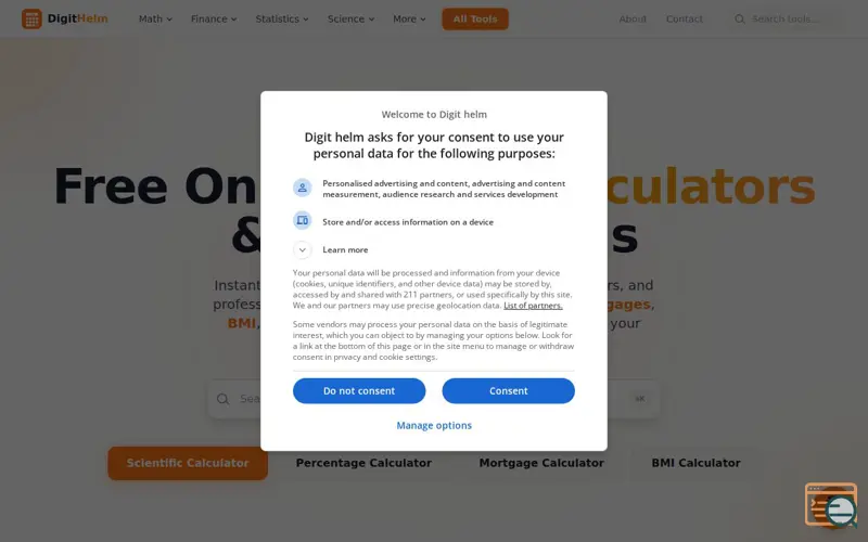 Screenshot of DigitHelm