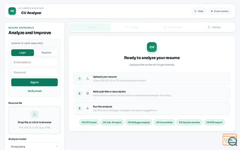 Screenshot of Founder @ CV Analyzer AI