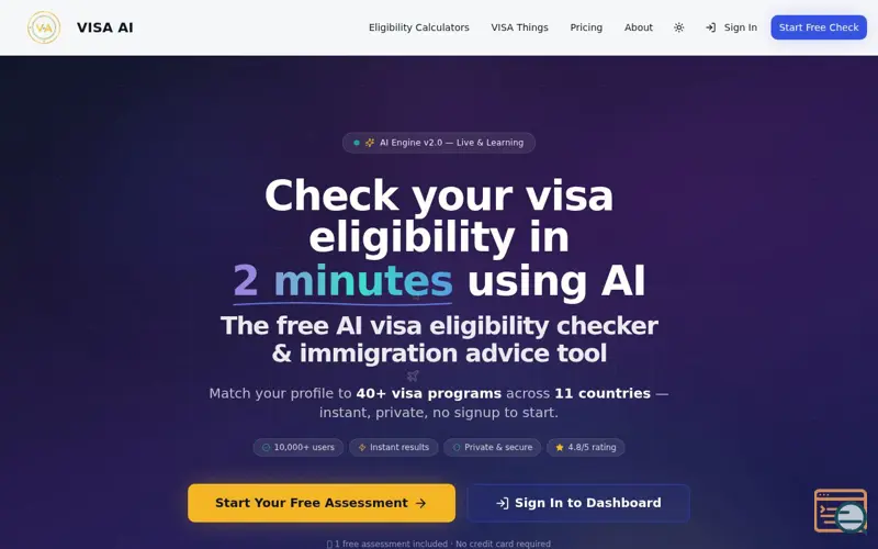 Screenshot of VISA AI